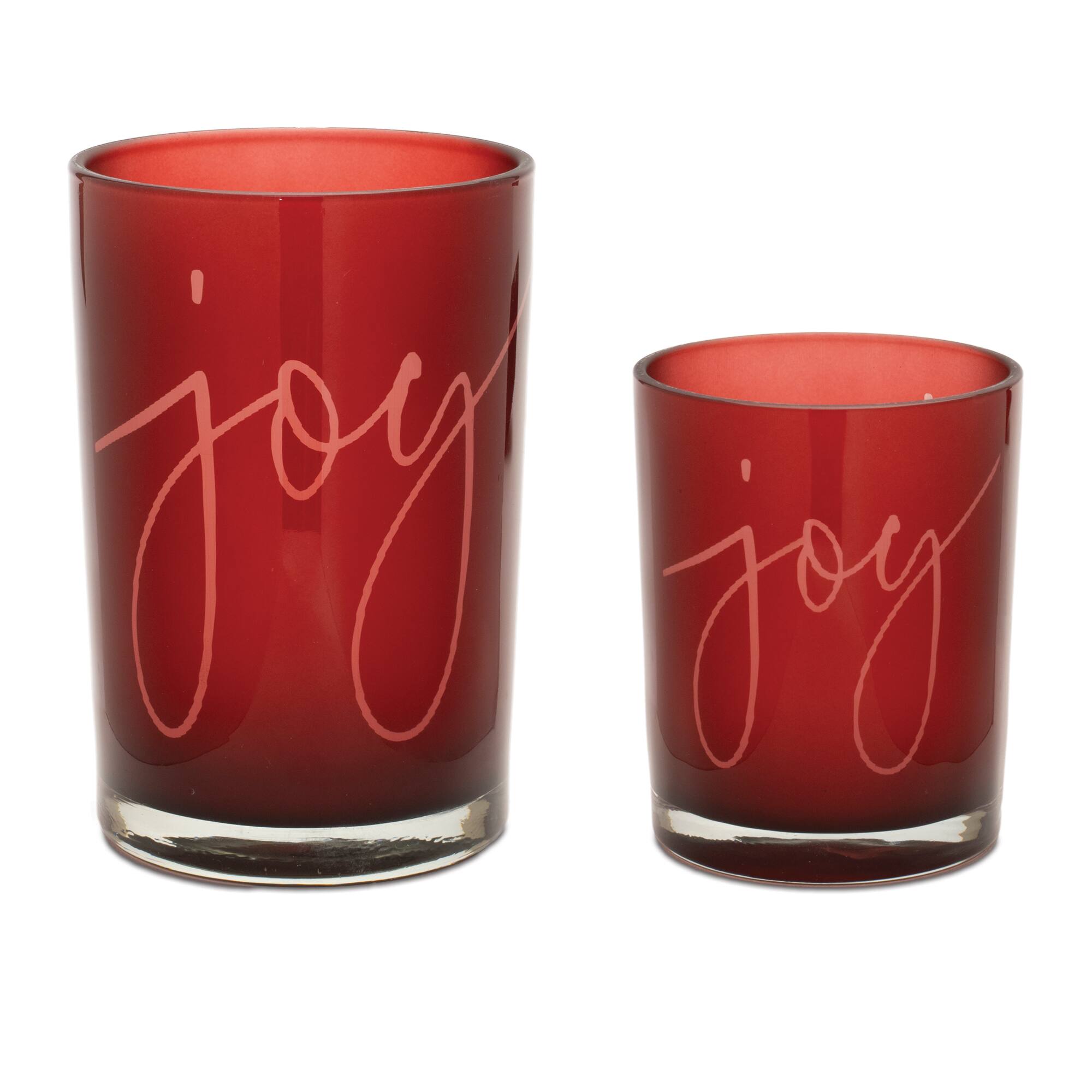 Joy Glass Pillar & Votive Candle Holder Set